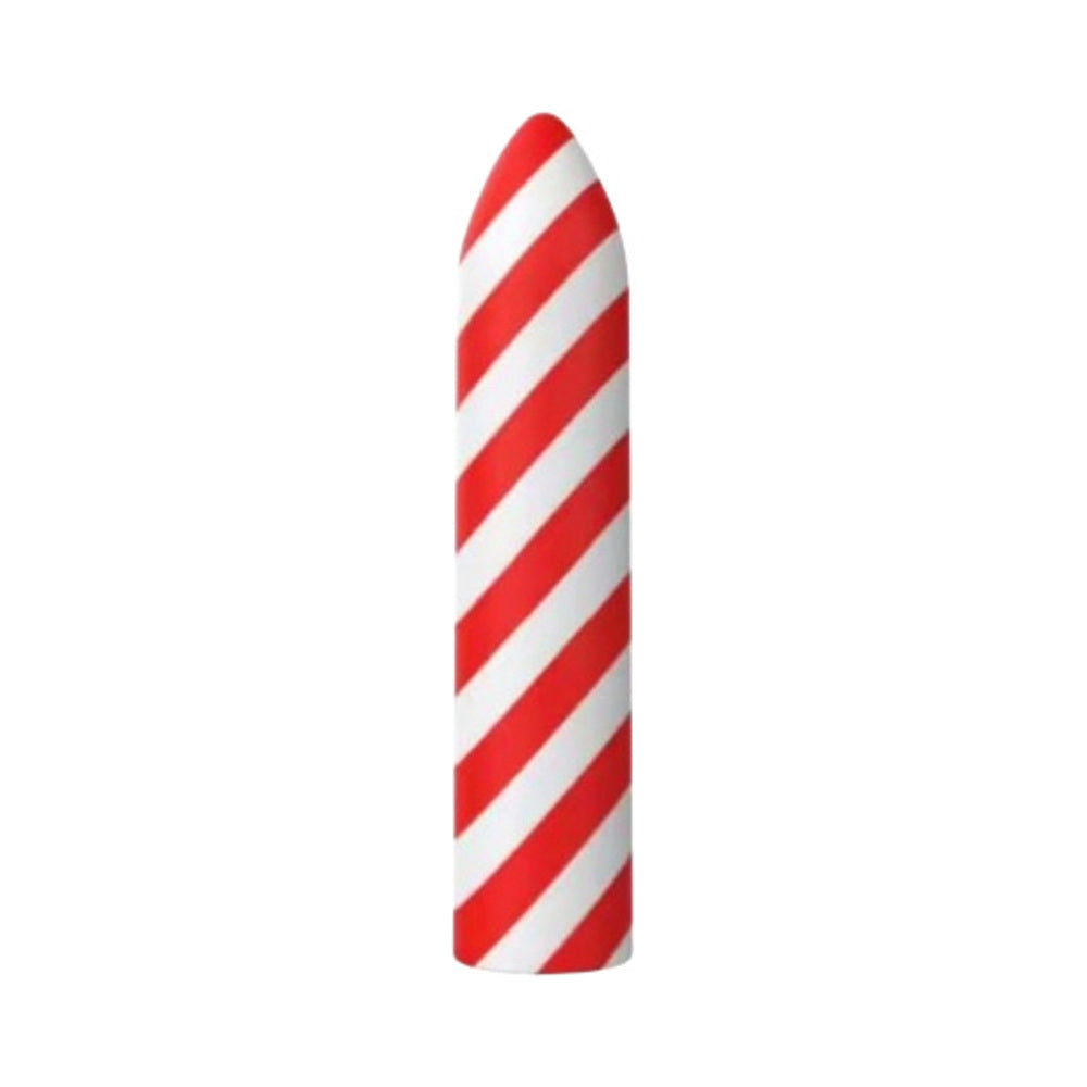 Horny Christmas Santa''s Little Helper Candy Cane Stripe Bullet Liquid Silicone Multi Speed Rechargeable