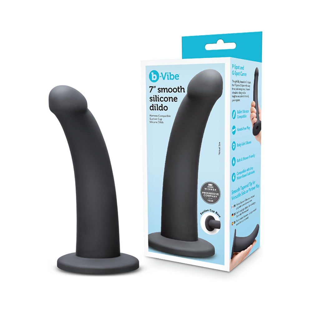 b-Vibe Essentials 7 in. Smooth Silicone Dildo Black