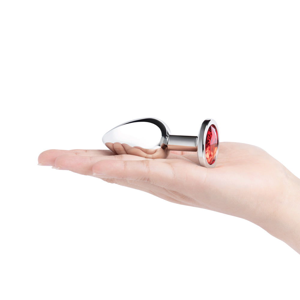 b-Vibe Essentials 3.25 in. Stainless Steel Jewel Butt Plug Red