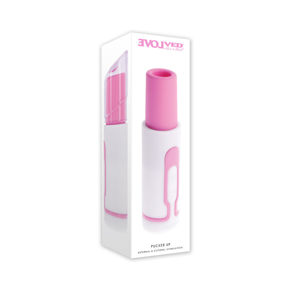 Evolved Pucker Up Silicone Rechargeable Pink/White Pearl