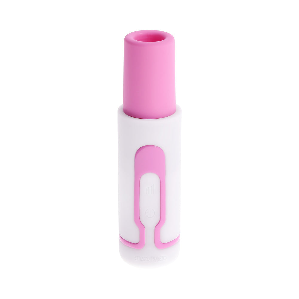 Evolved Pucker Up Silicone Rechargeable Pink/White Pearl