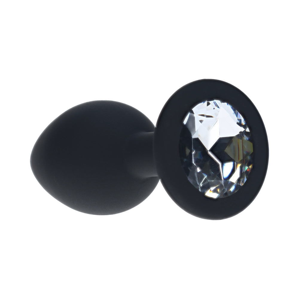 Ouch! Small Round Diamond Butt Plug 6 Jewels Black