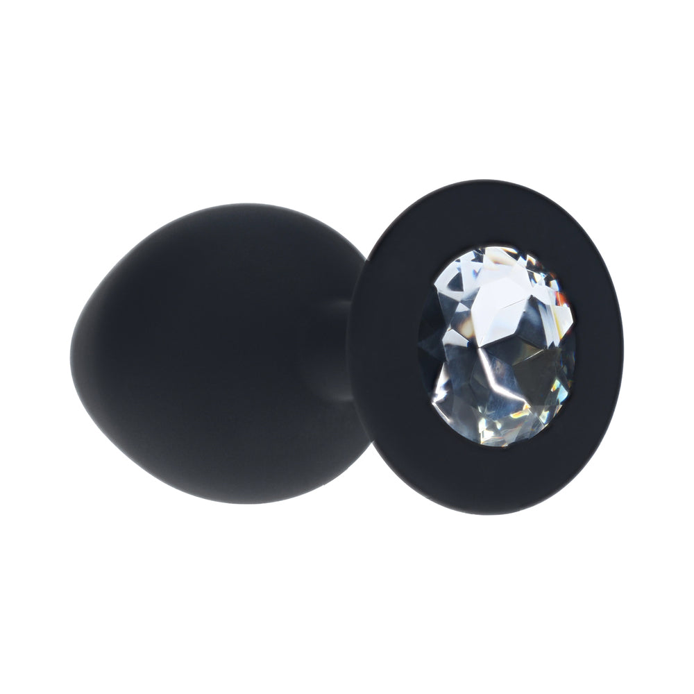 Ouch! Medium Round Diamond Butt Plug 6 Jewels Black