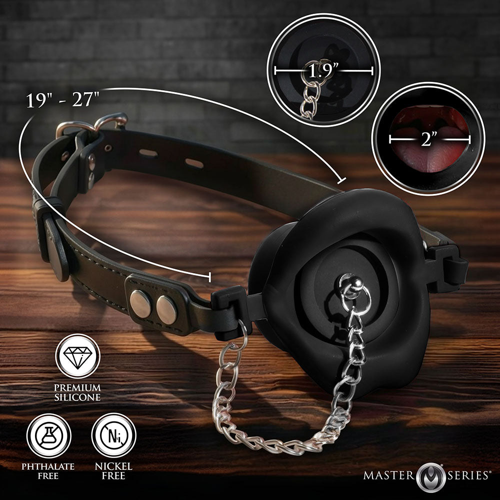 Master Series Plugged Silicone Feeding Gag Black