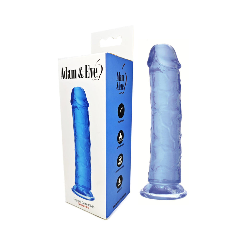 Adam & Eve Crystal Gem 7 in. Dildo Sapphire