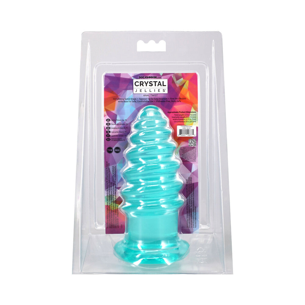 Crystal Jellies Anal Twist 7 in. Teal