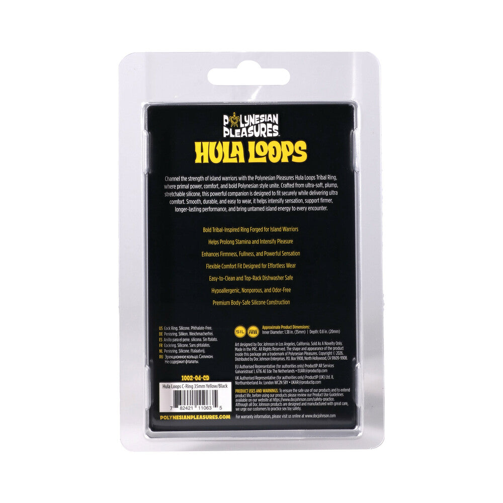 Polynesian Pleasures Hula Loops Silicone Tribal C-Ring 35mm Yellow/Black