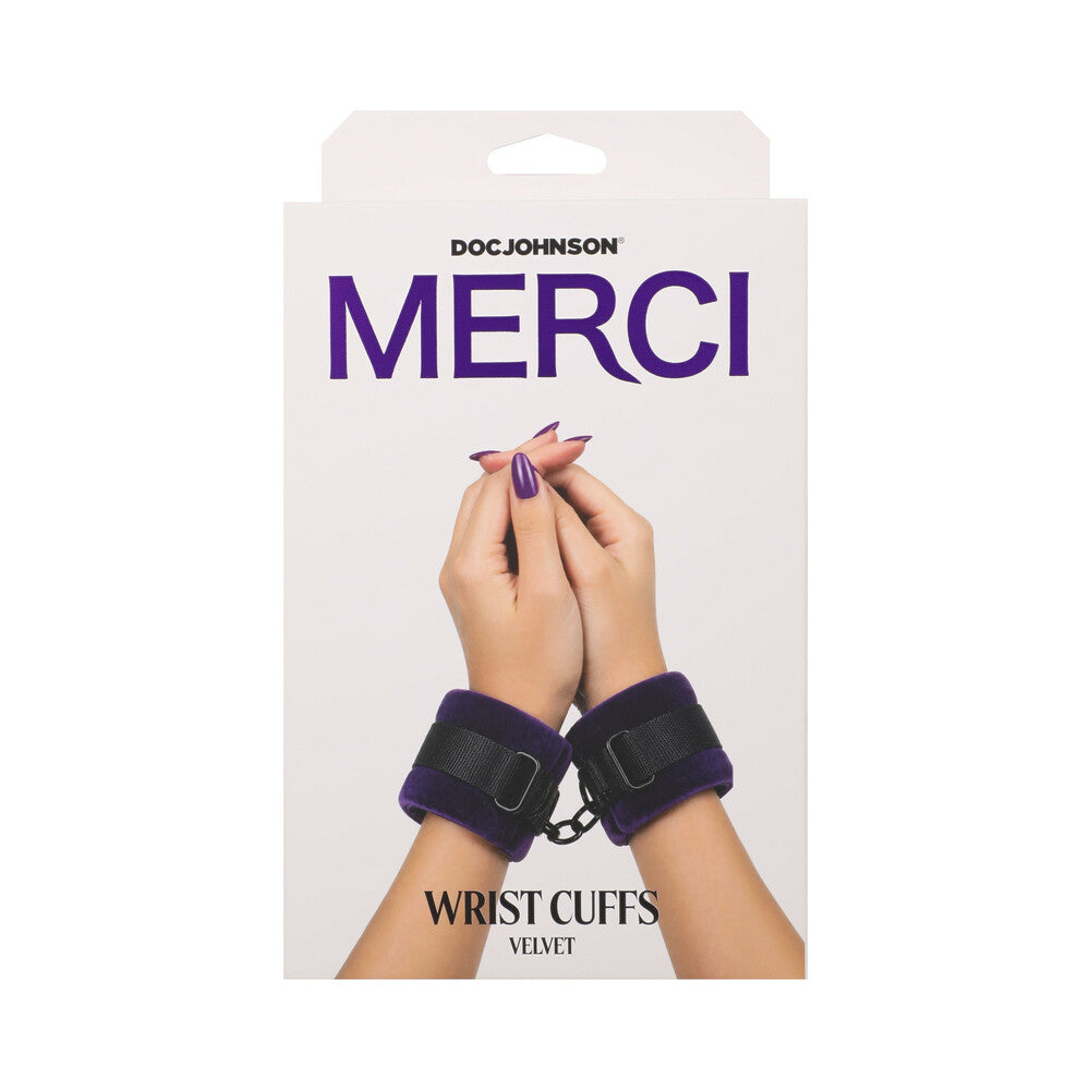 Merci Velvet Wrist Cuffs Violet/Black