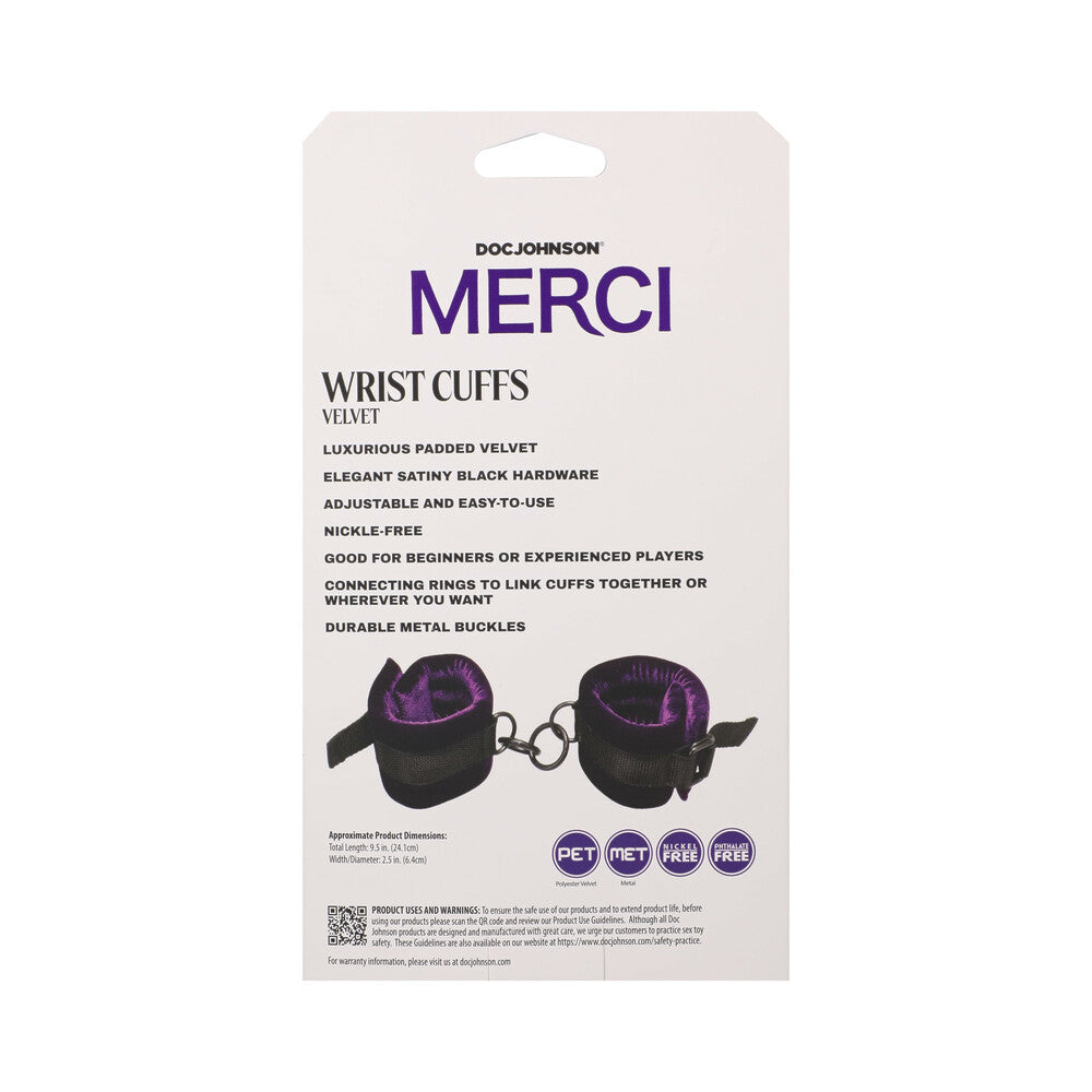 Merci Velvet Wrist Cuffs Violet/Black