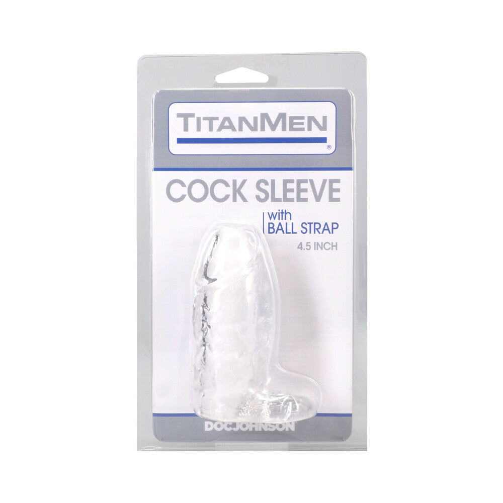TitanMen Cock Sleeve with Ball Strap 4.5 in. Clear