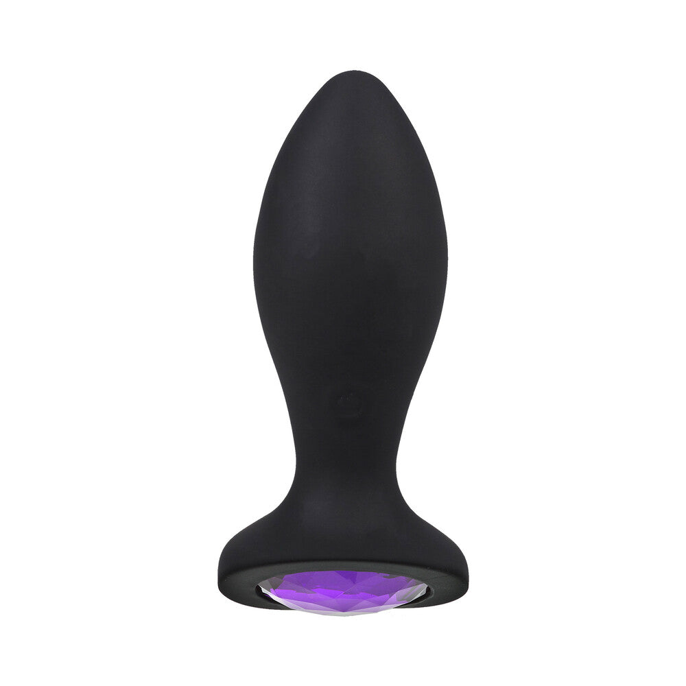 Booty Bling Jeweled Wearable Vibrating Silicone Plug 3 in. Purple