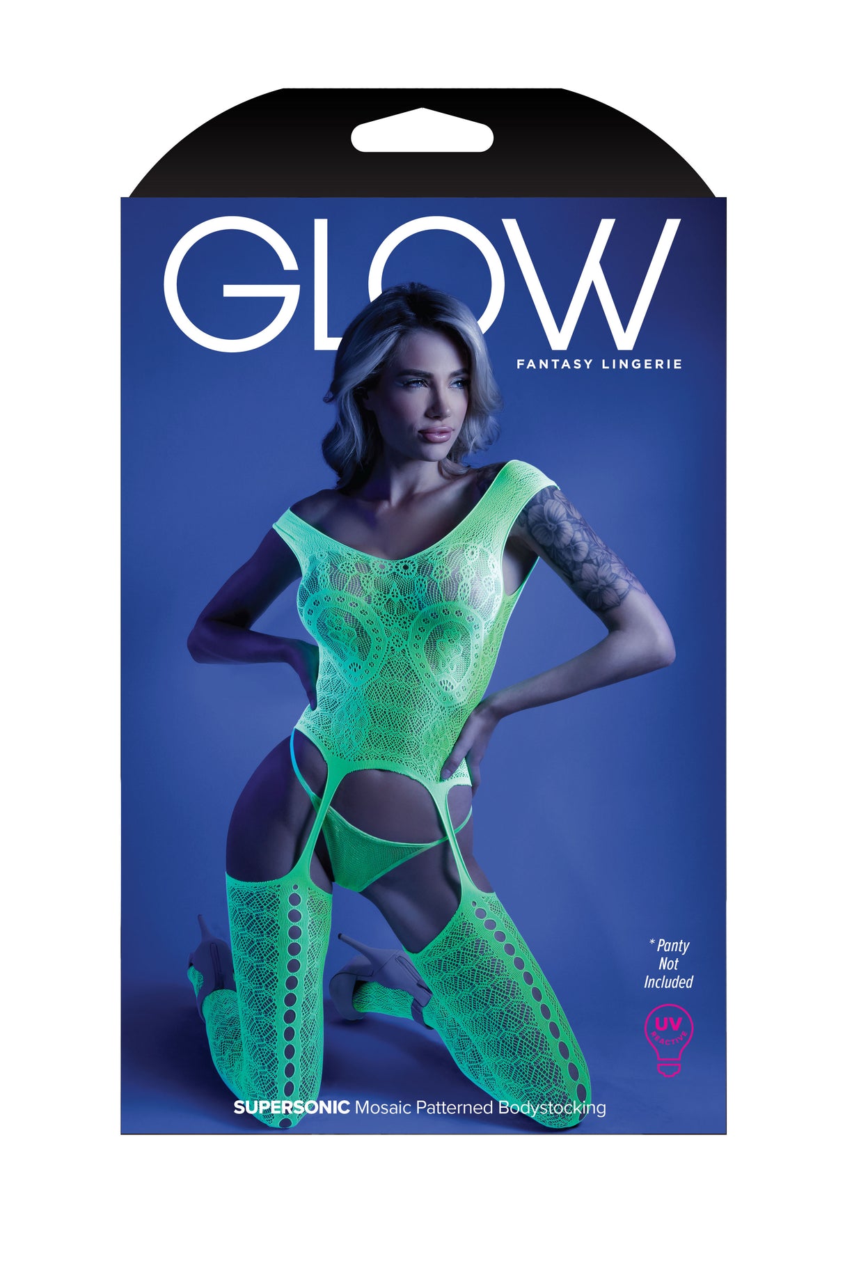 Supersonic Mosaic Bodystocking - One Size- Neon Green