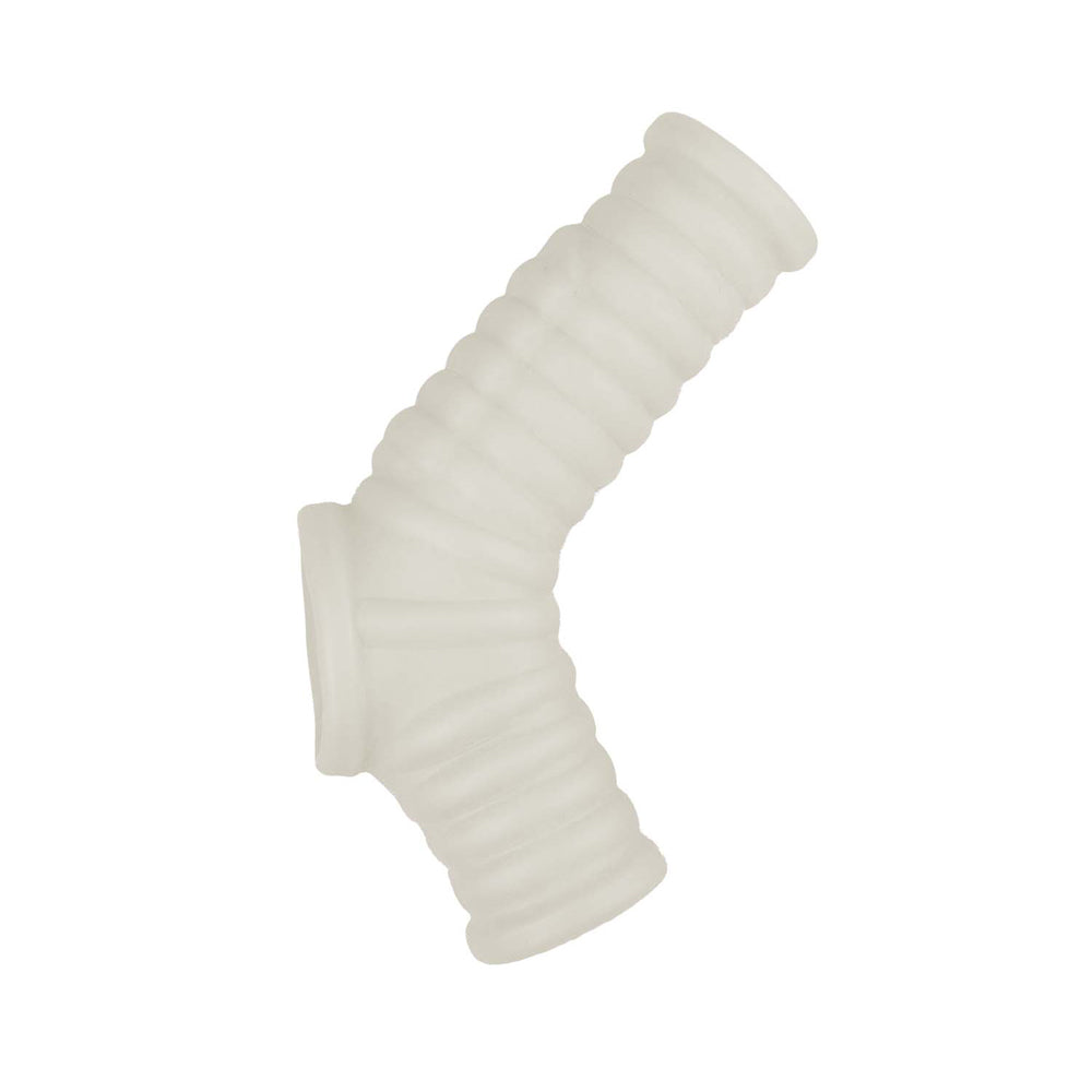 Vibrating Ribbed Sleeve White