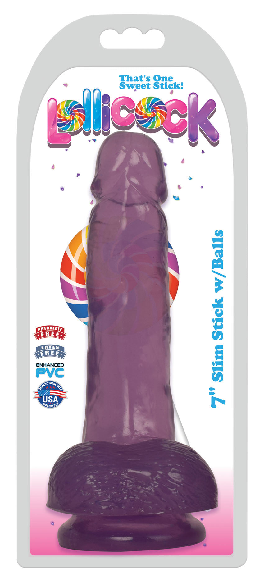 Lollicock 7 Inch Slim Stick With Balls - Grape Ice