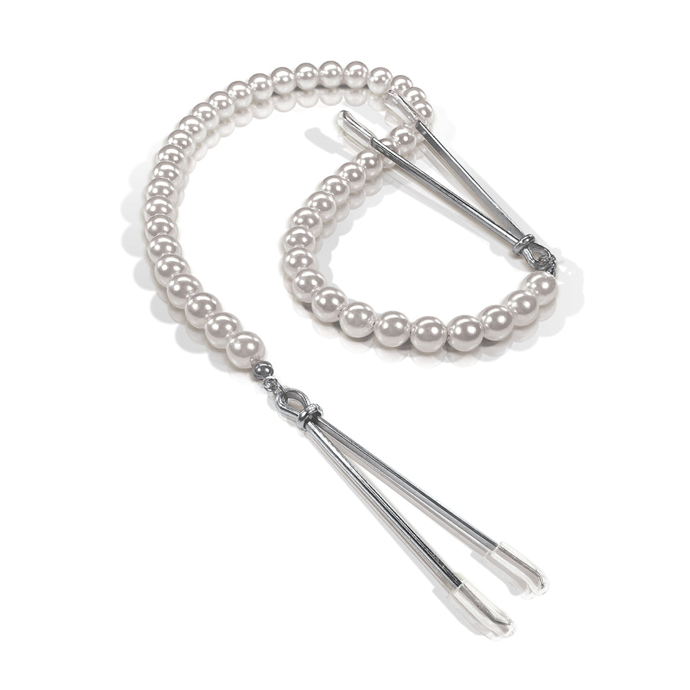 Nixie Adjustable Tweezer Clips With Pearls White Gold