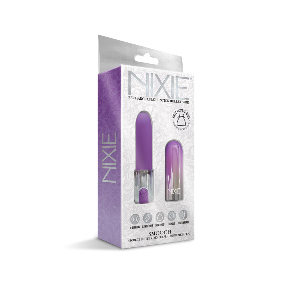 Nixie Smooch Rechargeable Lipstick Bullet Vibrator Purple Ombre