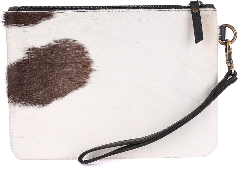 Mesa Luna Hair-On Cowhide Leather Wristlet Clutch Bag for Women