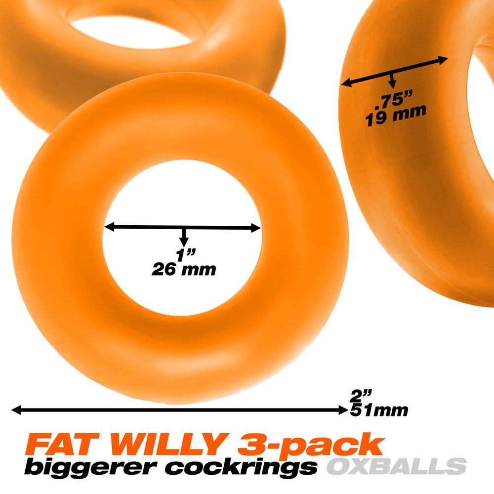 Fat Willy 3-Pack Jumbo Cockrings Orange