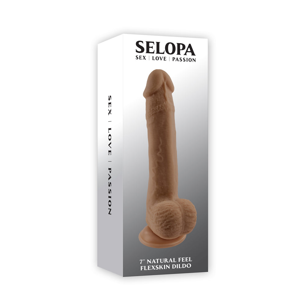 7" Natural Feel Flexskin Dildo Dark