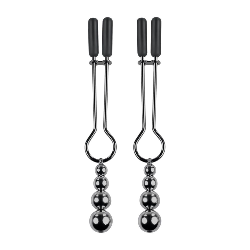 Beaded Nipple Clamps Black Chrome