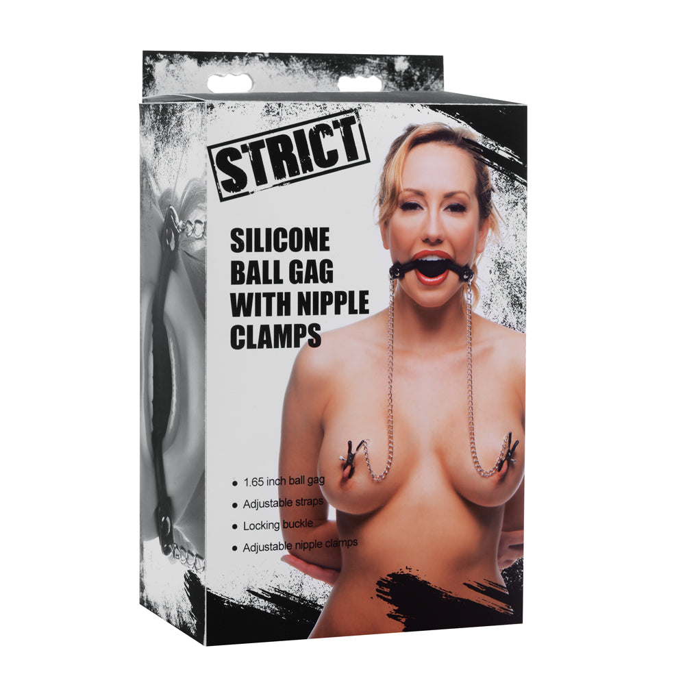 Strict Silicone Ball Gag With Nipple Clamps