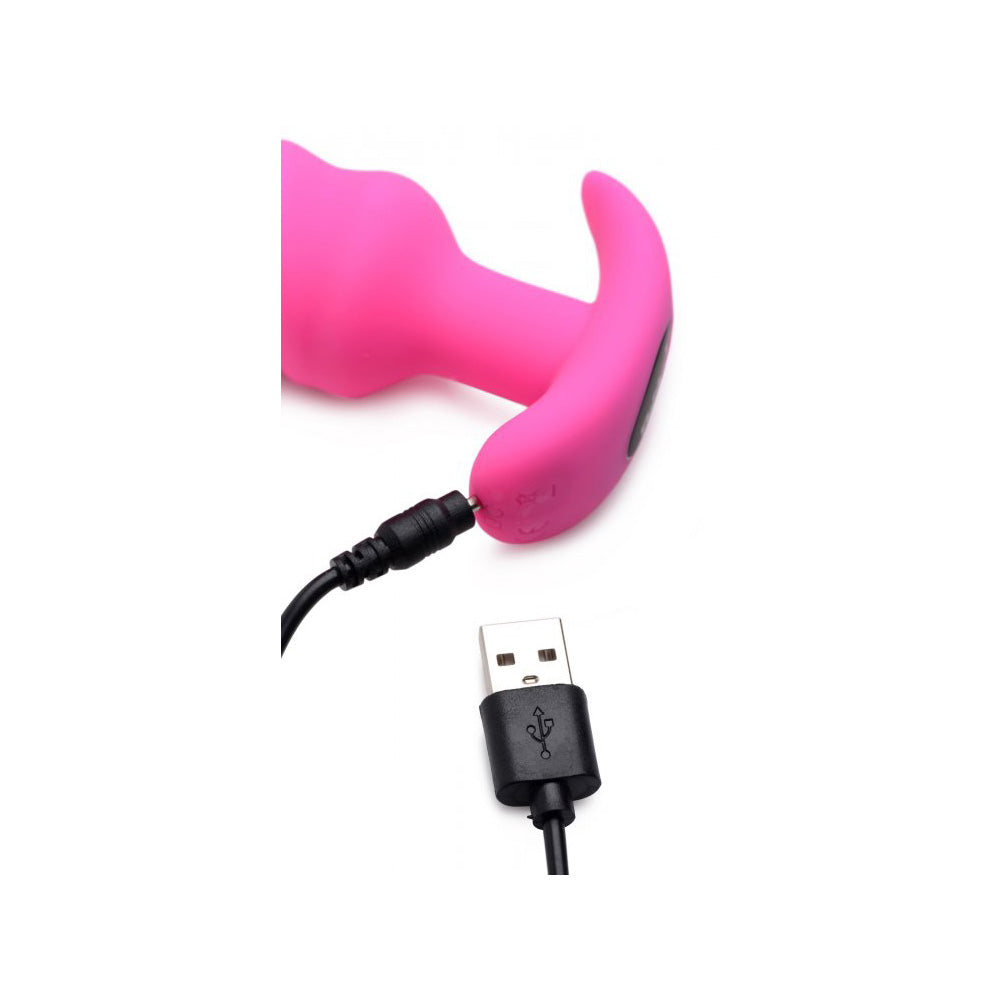Bang! 21X Vibrating Silicone Swirl Butt Plug W/ Remote Control Pink