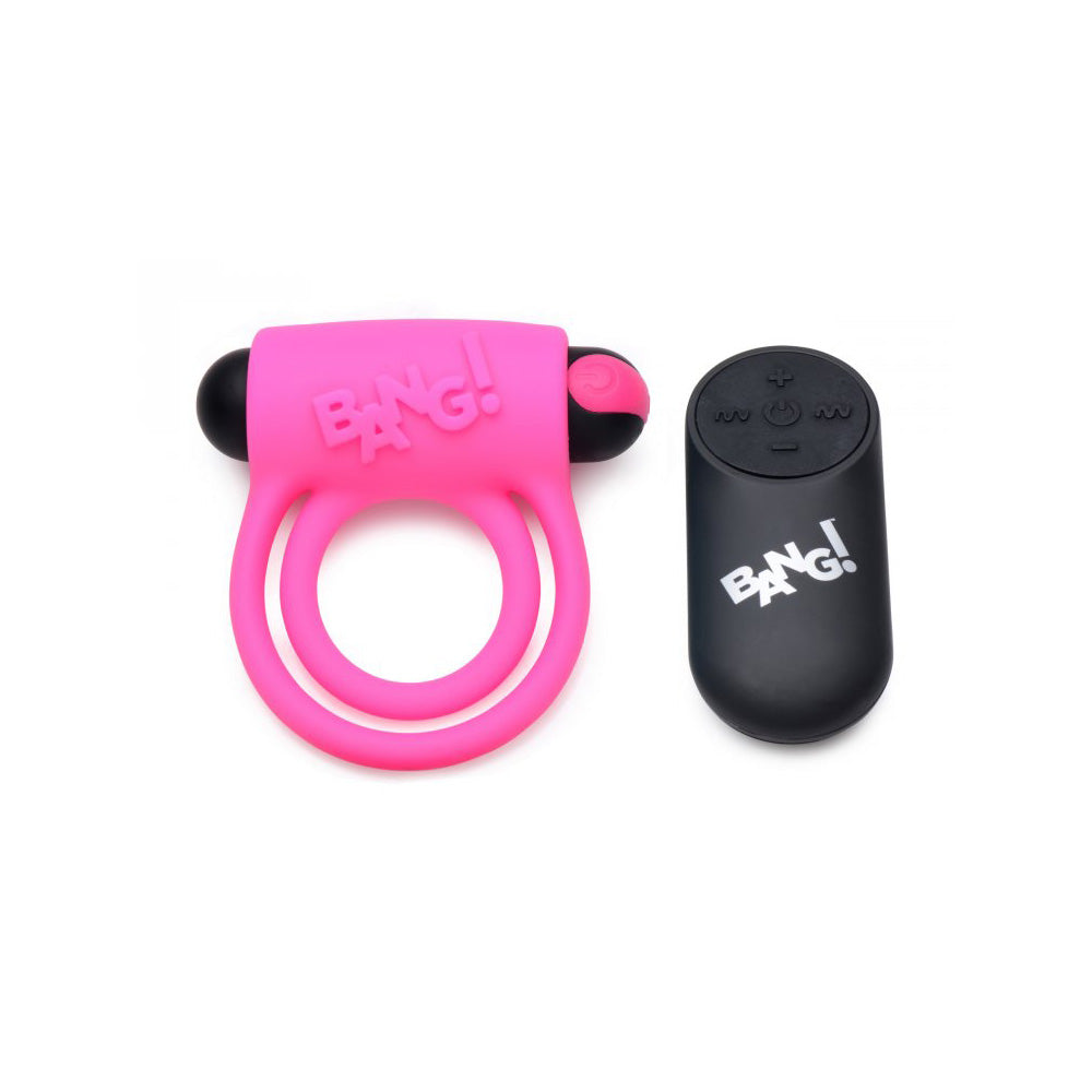 Bang! Silicone Cock Ring & Bullet W/ Remote Control Pink