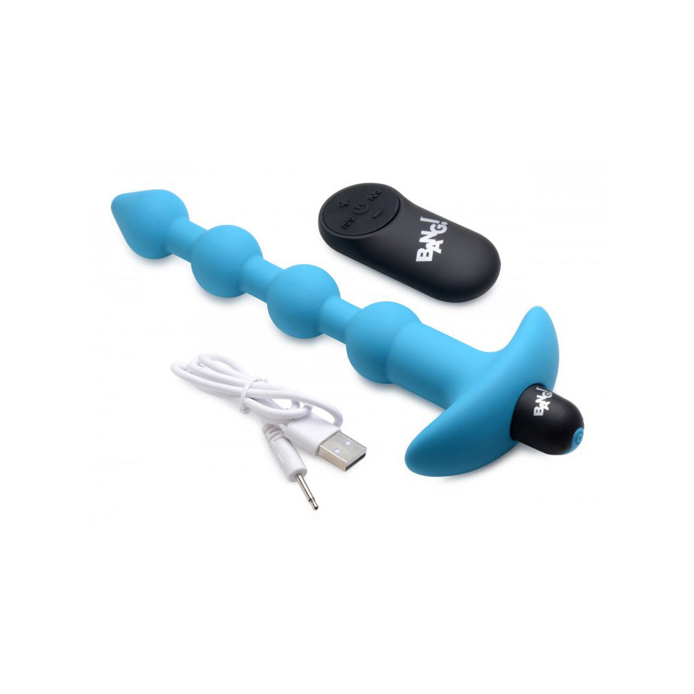 Bang! Vibrating Silicone Anal Beads & Remote Control Blue