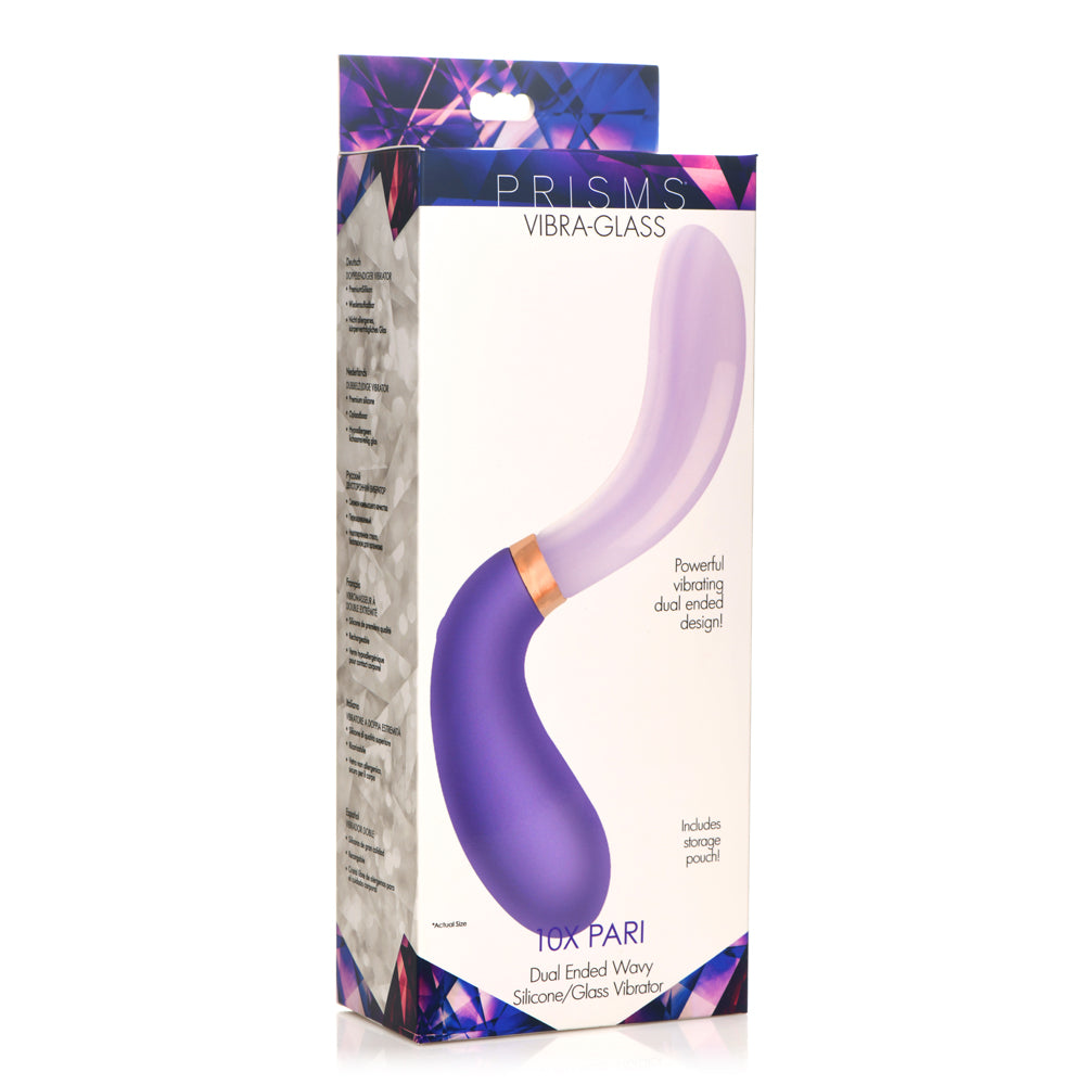 Prisms Vibra-Glass 10X Pari Dual Ended Wavy Silicone/Glass Vibrator