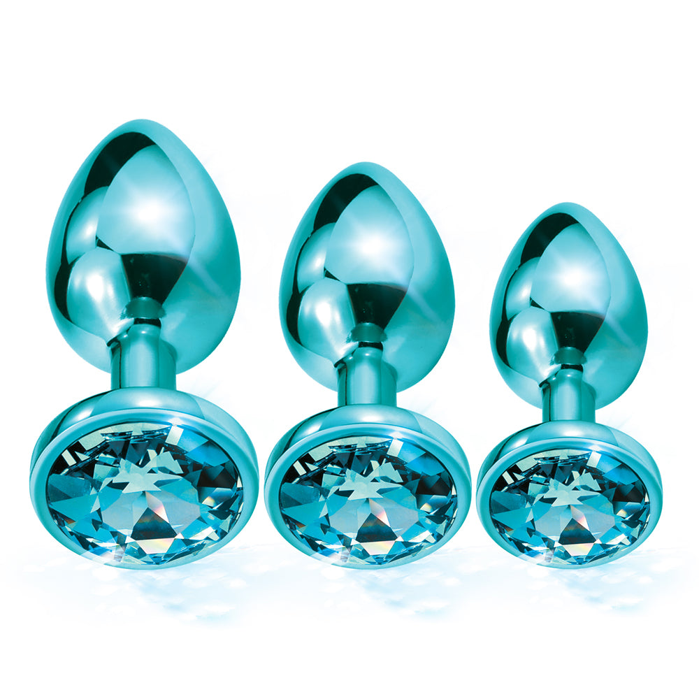 Nixie Metal Butt Plug Trainer Set Blue Metallic