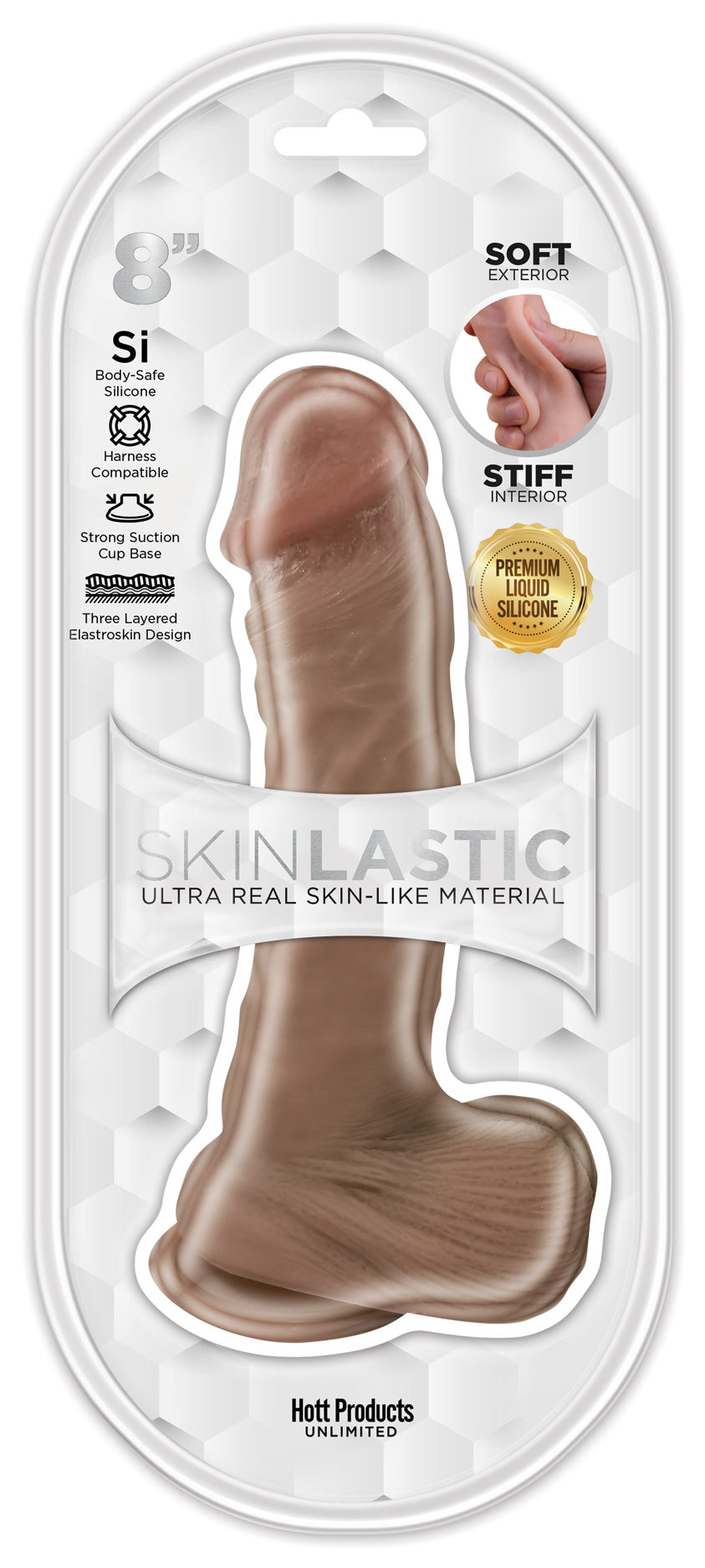 Skinsations - Skinlastic - Sliding Skin Dildo - 8-Inch With Suction Base