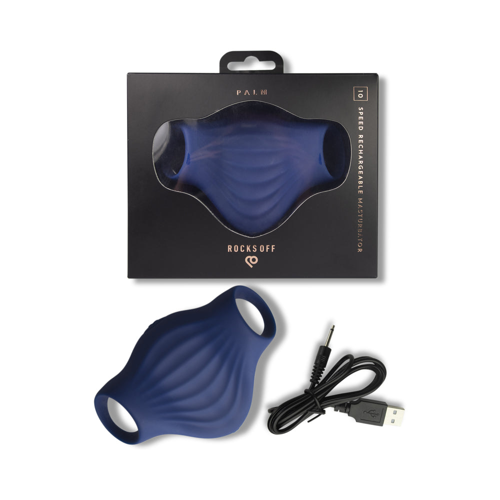 Rocks-Off Palm Vibrating Masturbator Blue
