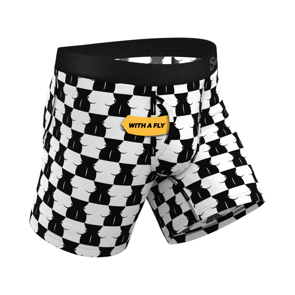 Shinesty The Chest Mate Checkered Ball Hammock Pouch Underwear with Fly 3XL