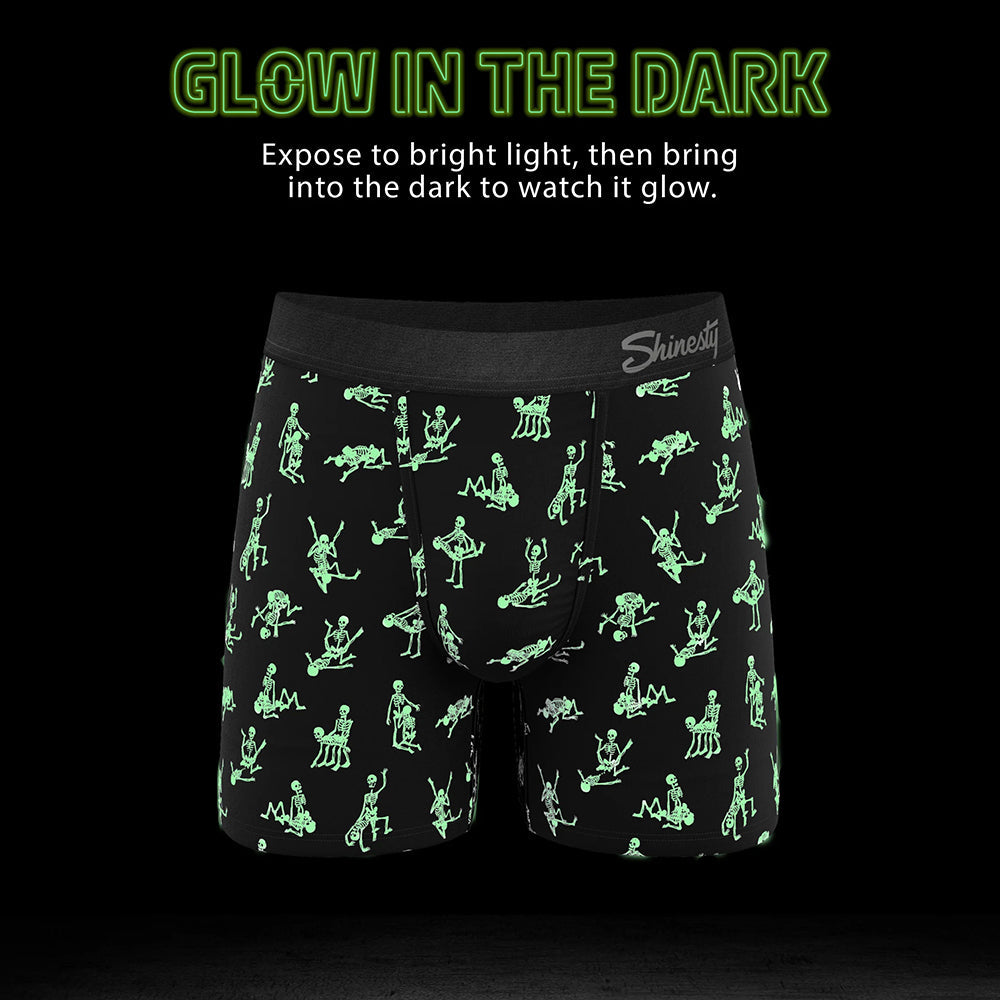 Shinesty The Bare Back Bones Glow-in-the-Dark Skeletons Ball Hammock Pouch Underwear with Fly 5XL