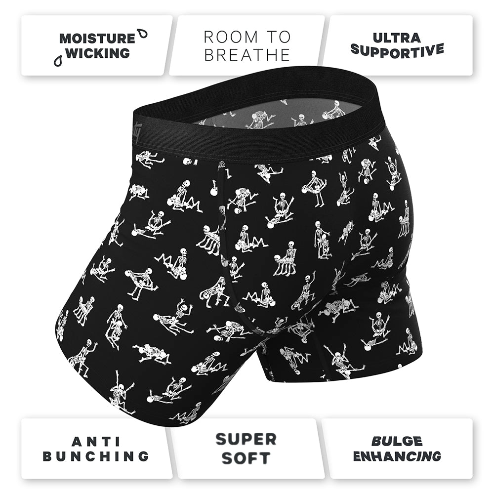 Shinesty The Bare Back Bones Glow-in-the-Dark Skeletons Ball Hammock Pouch Underwear with Fly 5XL