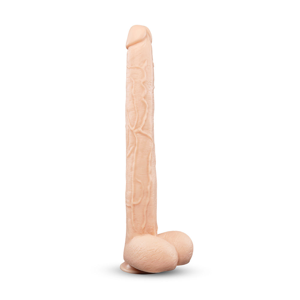 b-Vibe Bone 17 in. Deep-Insert Dildo with Realistic Balls and Suction Cup