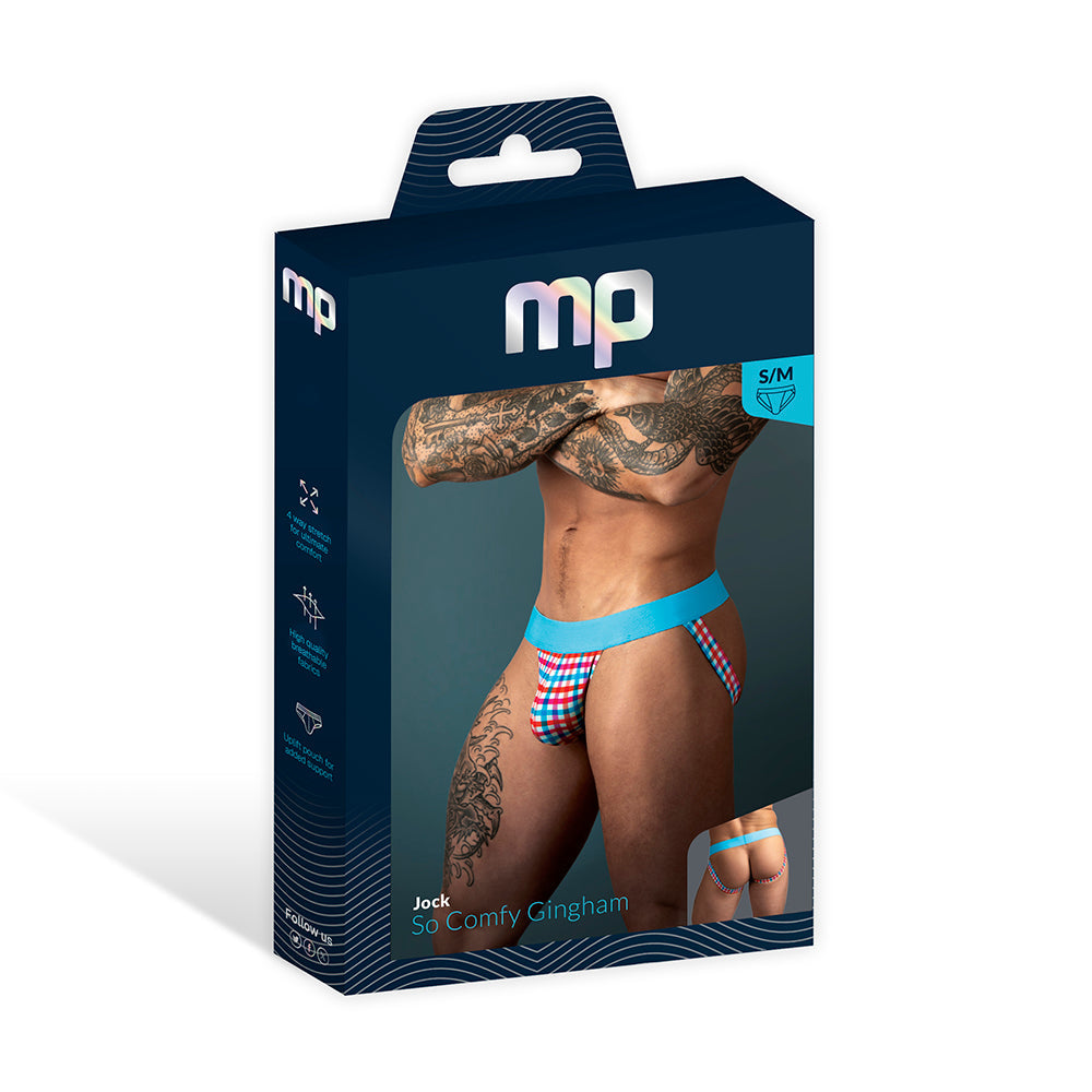 Male Power So Cumfy Gingham Jock Turquoise S/M