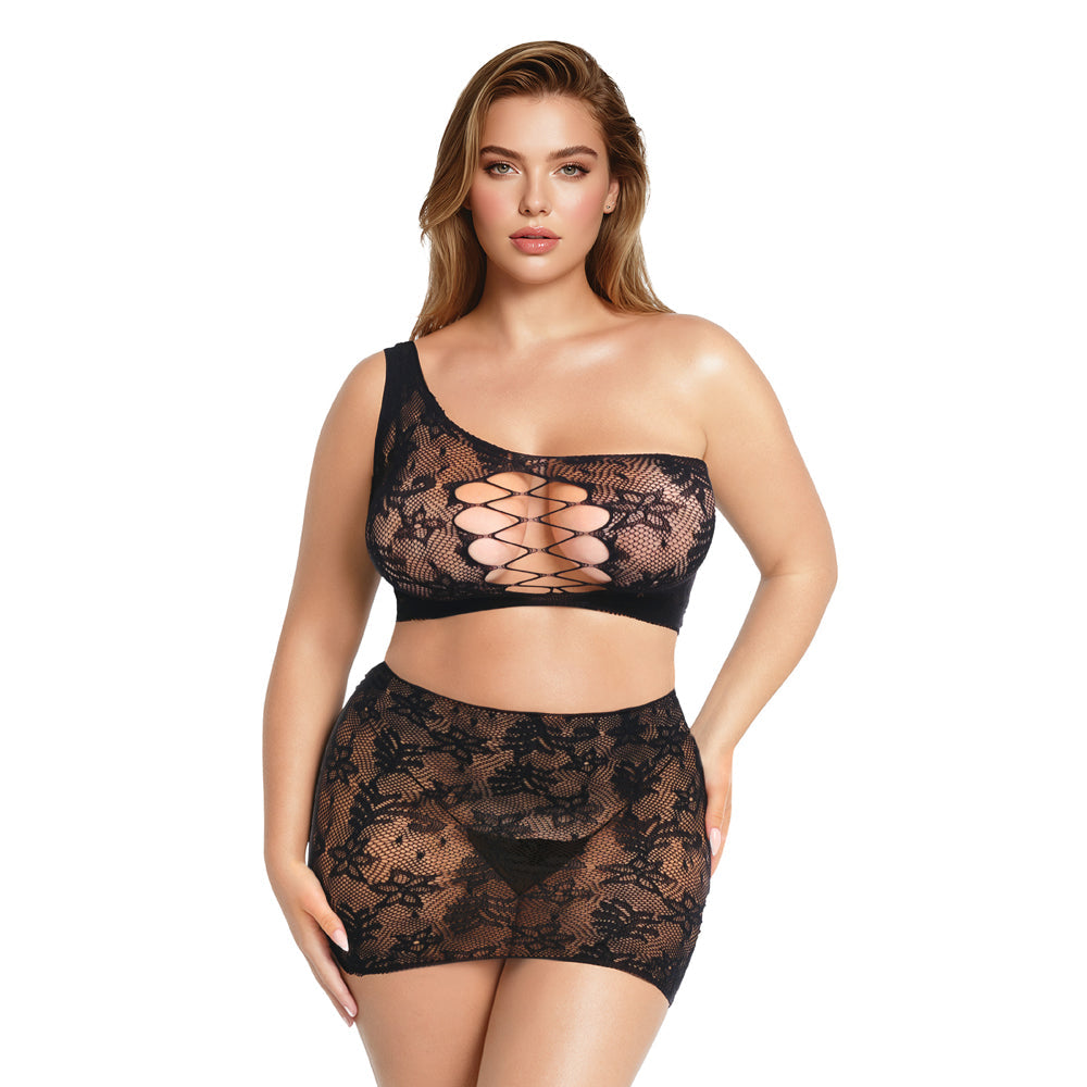 Me You Us Lace 2-Piece Set Black Queen Size