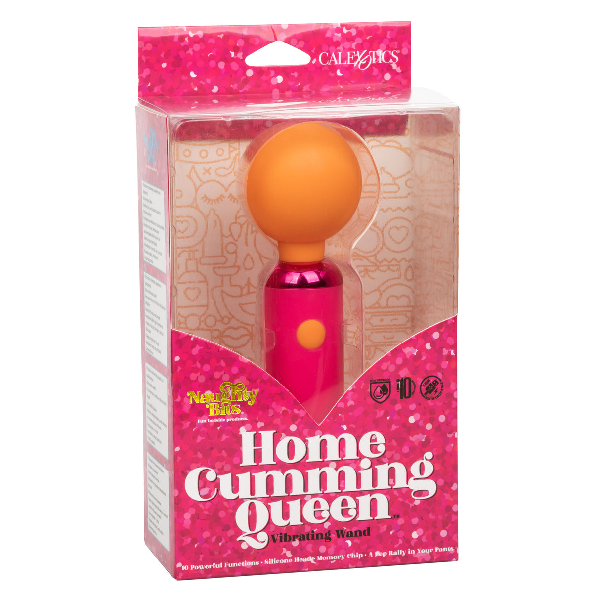 Naughty Bits Home Cumming Queen Vibrating Wand - Orange/pink