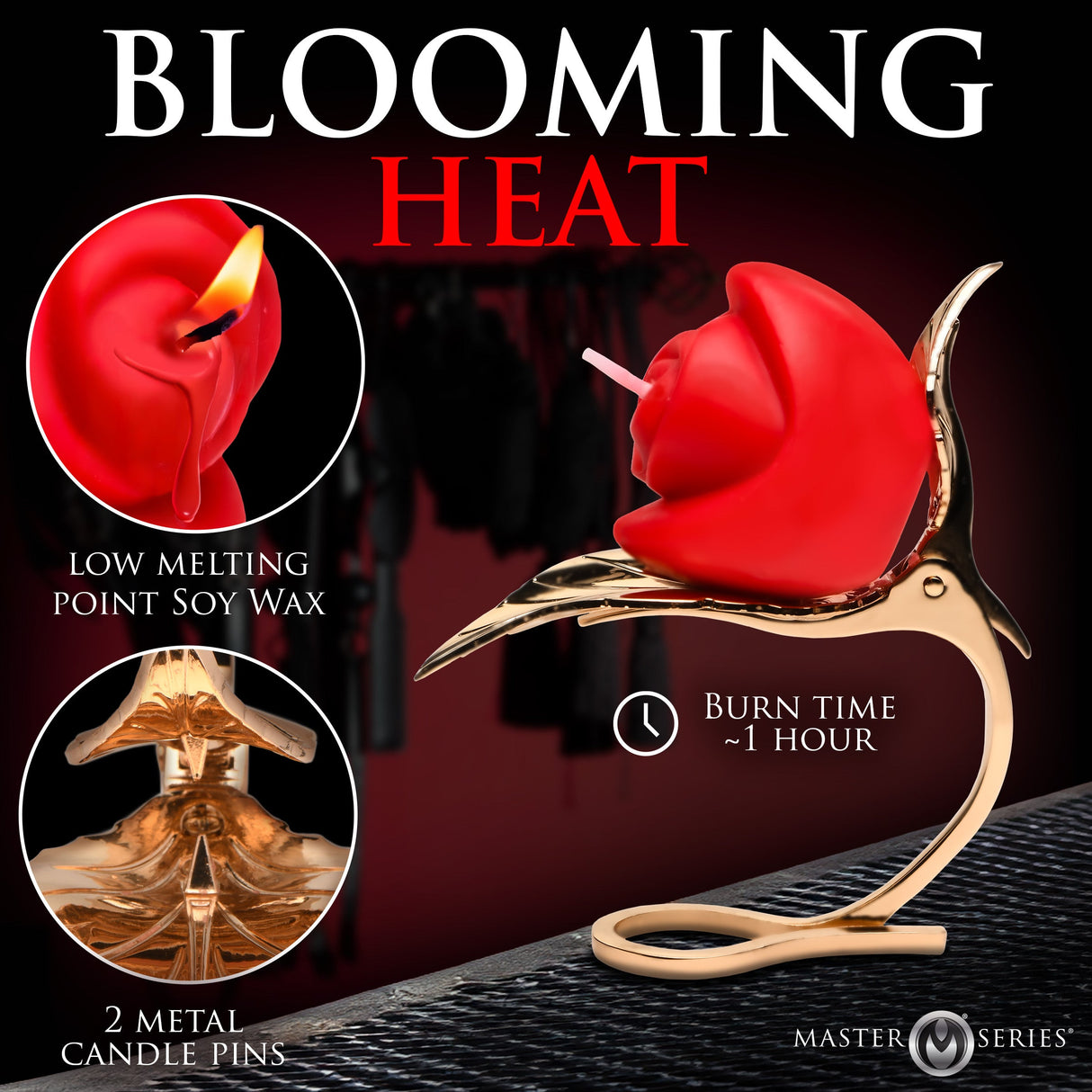 Burning Passion Rose Candle w/ Holder