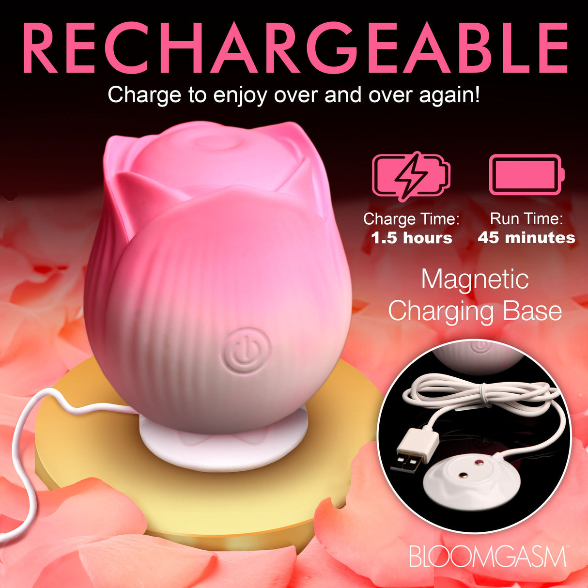 Pulsing Petals Throbbing Rose Stimulator - Pink