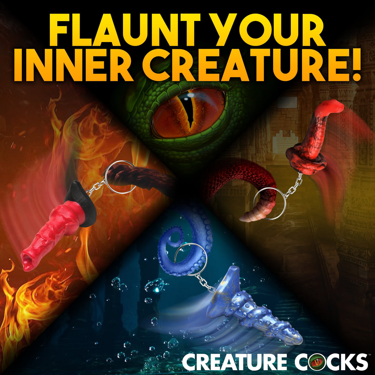 King Cobra, Hell-Hound, & Lord Kraken Keychain Set