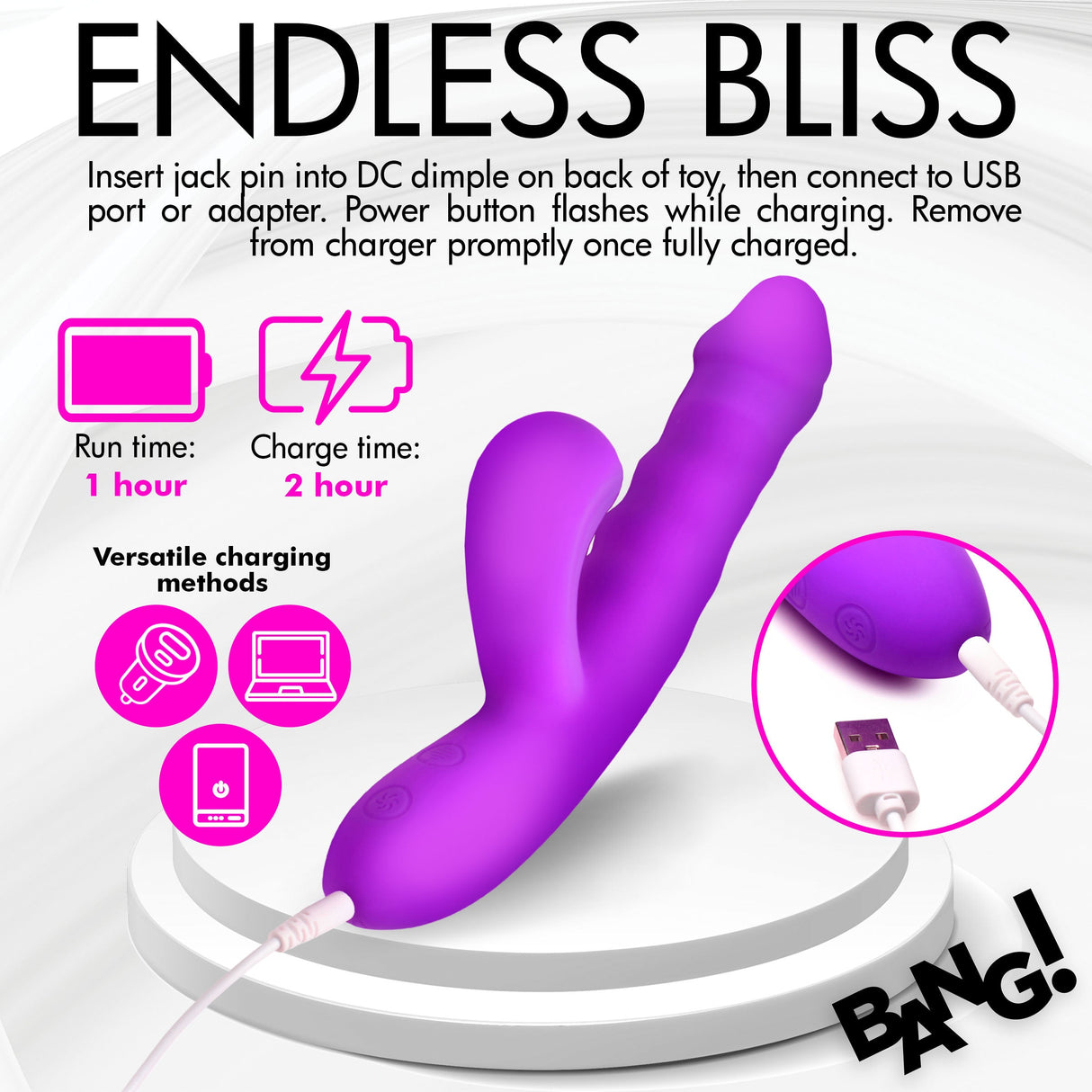 Thrusting & Sucking Rabbit Vibrator - Purple