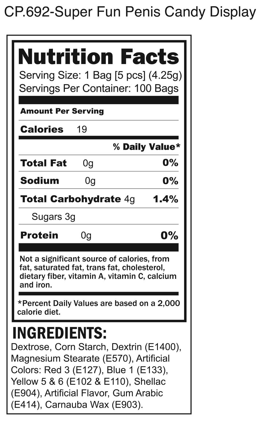 Super Fun Penis Candy Fun Size Individual Packets Display Of 100