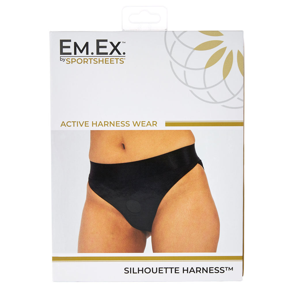 Em. Ex. Active Harness Wear Crotchless Silhouette - Black - Medium