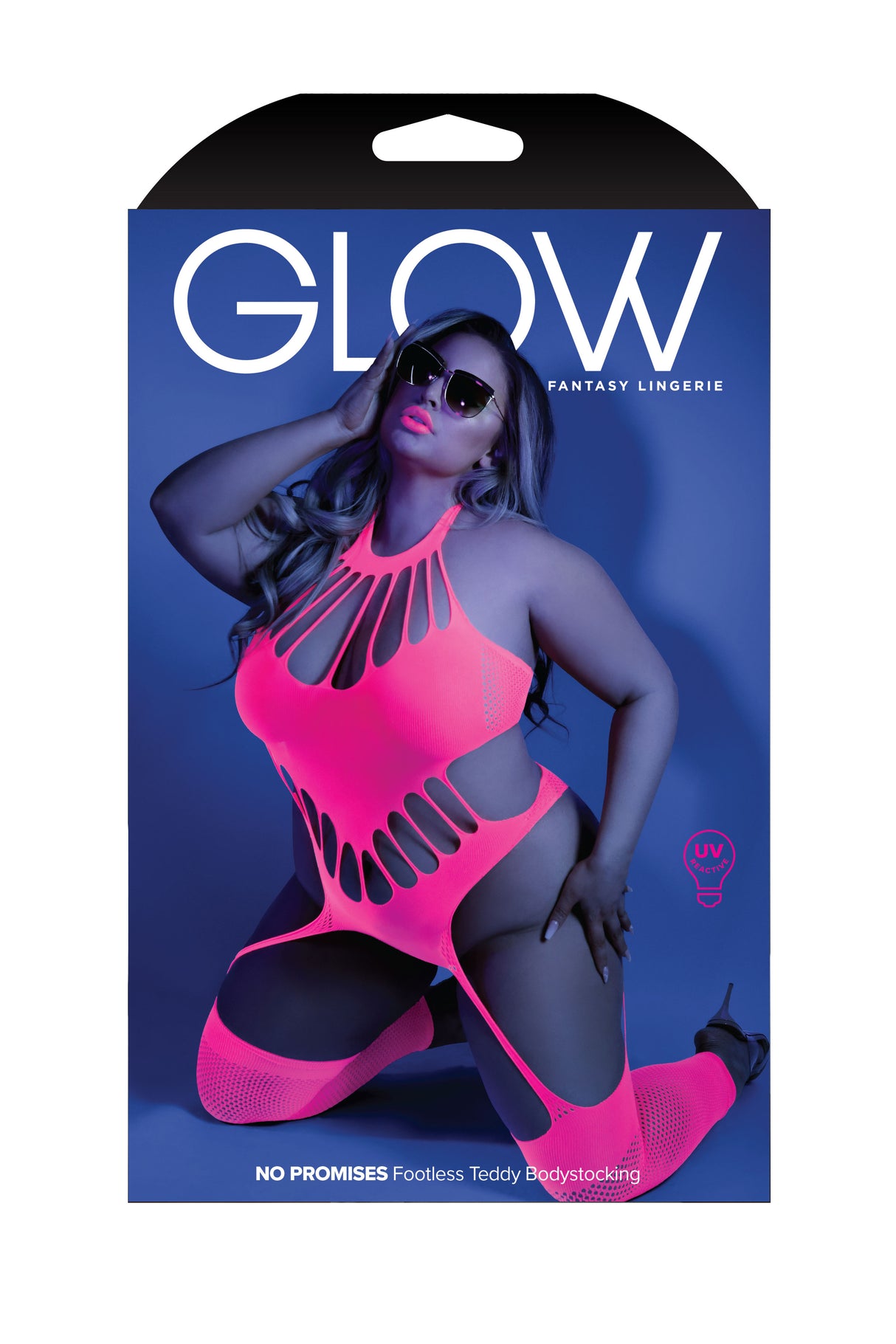 No Promises Teddy Bodystocking - Queen - Neon Pink