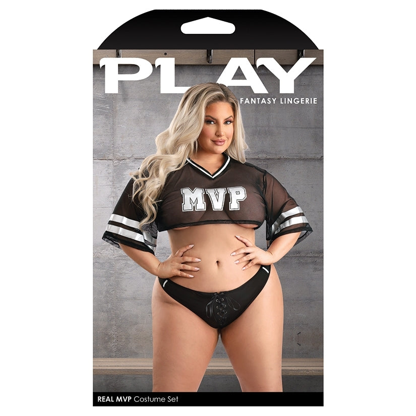 Fantasy Lingerie Real MVP Football Player-Black 3X/4X-Boxed