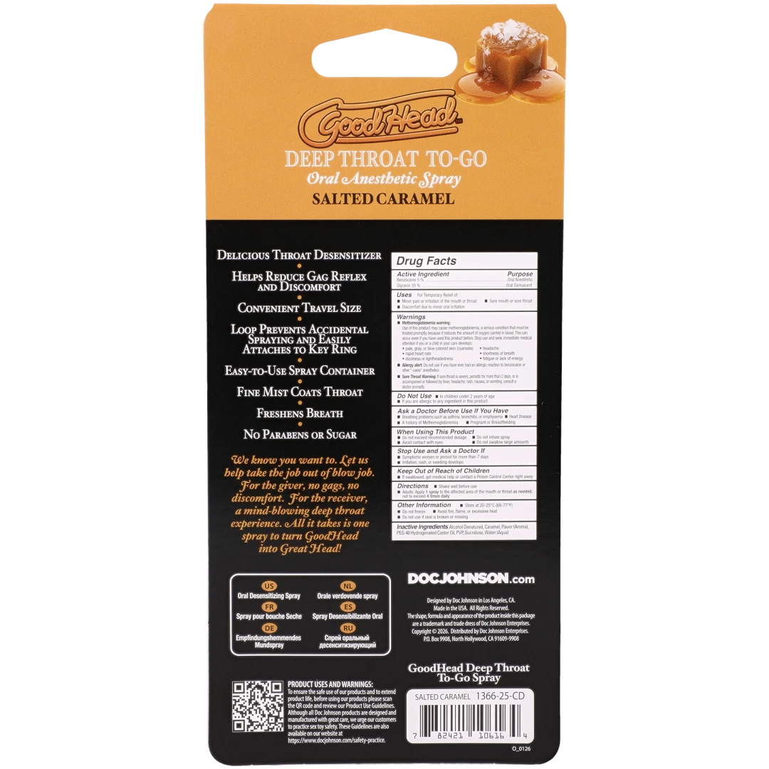 Goodhead - Deep Throat Spray to-Go - Salted Caramel - .30 Fl. Oz.