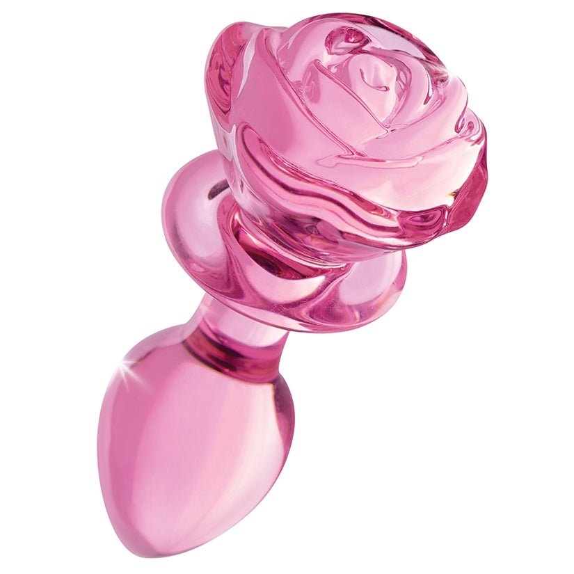 Booty Sparks Pink Rose Glass Anal Plug