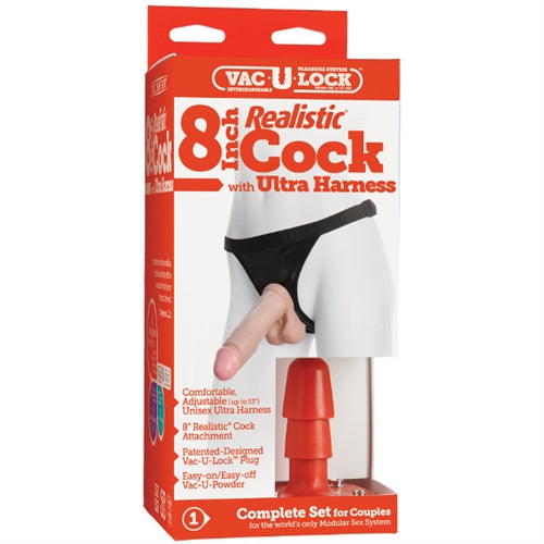 Vac-U-Lock 8-Inch Realistic Cock With Ultra Harness